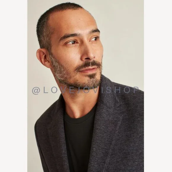 MensTheory Grey Knit Single Button Casual Blazer w Darting & Slit Pockets 46